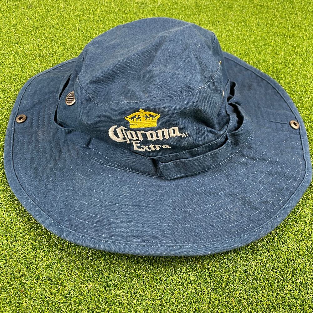 Vintage Corona Extra Blue Embroidered Outdoor Beer Bucket Hat